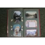 Edwardian Postcard Album with assorted Topographical and Whimsical Postcards