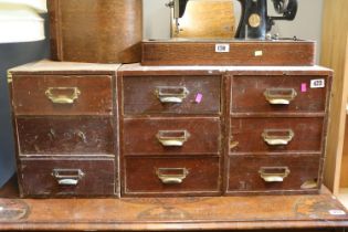 Set of 3 Mahogany Chests of 3 drawers with brass index drawers