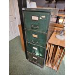 Vintage Green 4 Drawer filing cabinet with gilt detail