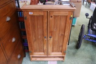 Pine Wall cabinet with brass drop handles and hinges