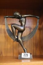 Bronze Art Deco Style Nude with outstretched arms. 22cm in Height