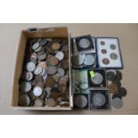Collection of assorted 19thC and later British coinage including Pennies, £1 Note etc