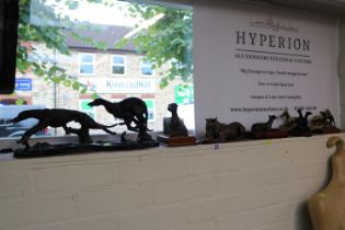 Collection of Resin and metal Greyhound sculptures and figures