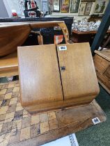 Oak Edwardian Stationary box with fitted interior - complete with Inkwells