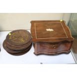 Walnut cased Polyphon retiled by Douglas & Co of London and a collection of Polyphon metal discs