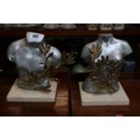 Louisa Dimitriou Woman and man bust with applied gilt olive branch over marble base 25cm in Height