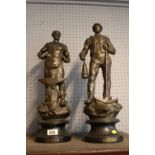 Pair of Spelter figures Le Mineur & Le Forgeron 47cm in Height