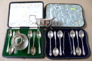 Good quality Cased Silver Set of Teaspoons and sugar tongs London 1894, Part Set of Silver