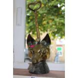 Brass fox Hunting design door stop with cast iron base 37cm in height