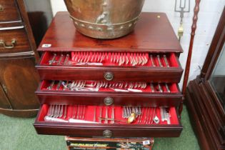 Extensive Silver plated A1 Canteen of Cutlery in Mahogany 3 drawer stand supported on queen Anne