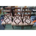 Set of 6 Victorian Mahogany upholstered dining chairs on turned supports