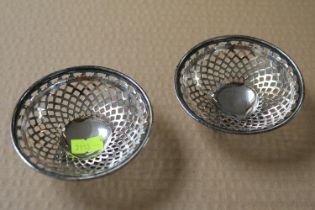 Pair of Silver Pierced Bon Bon dishes Birmingham 1912 58g total weight