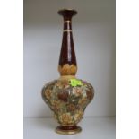 Doulton Lambeth vase with floral decoration and impressed marks. 28cm in Height