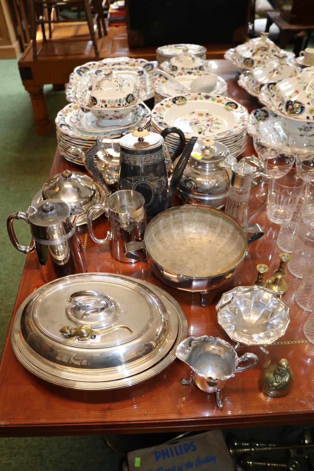 Collection of assorted 19thC and later Silver plated tableware inc. Lidded tureen, Muffin dish etc