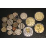 Collection of assorted Coins and medallions inc. Michael Jackson, James Bond etc