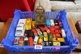 Collection of Toy Vehicles and a Brass British Skeleton clock