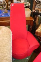 Red Upholstered Potenza Chair with Chrome feet