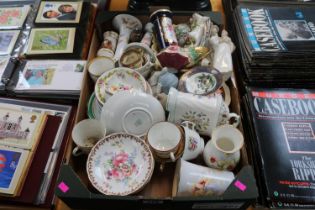 Box of assorted 19thC and later ceramics Shelley, Royal Crown Derby, Crown Staffordshire etc