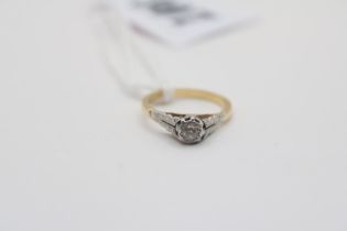 Ladies Gold Diamond set Solitaire ring Size I. 2.4g total weight