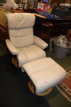 Cream Stressless Style Elbow Chair and Footstool