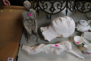 Collection of Plaster Studio Art Sculptures inc Nudes