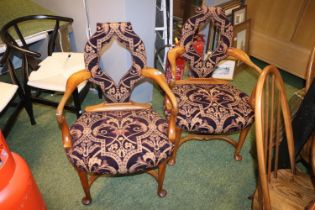 Pair of Charles Winlove Upholstered Shaped Back Chairs