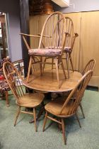 Ercol Drawleaf table with a set of 6 Quaker Ercol Chairs