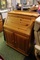 Pine Fall front bureau with fitted interior