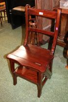 20thC Mahogany Library Chair/steps