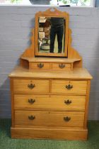 Edwardian Satinwood Dressing table with mirror back and brass drop handles
