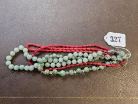 Coral 2 Stand Necklace and 2 other Polished stone bead necklaces