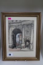 Alan Carr Linford (b1926) original sketch and watercolour depicting London's Piccadilly Arch,