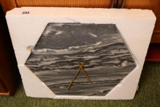 Libra Hexagonal Natural Grey Marble Wall clock