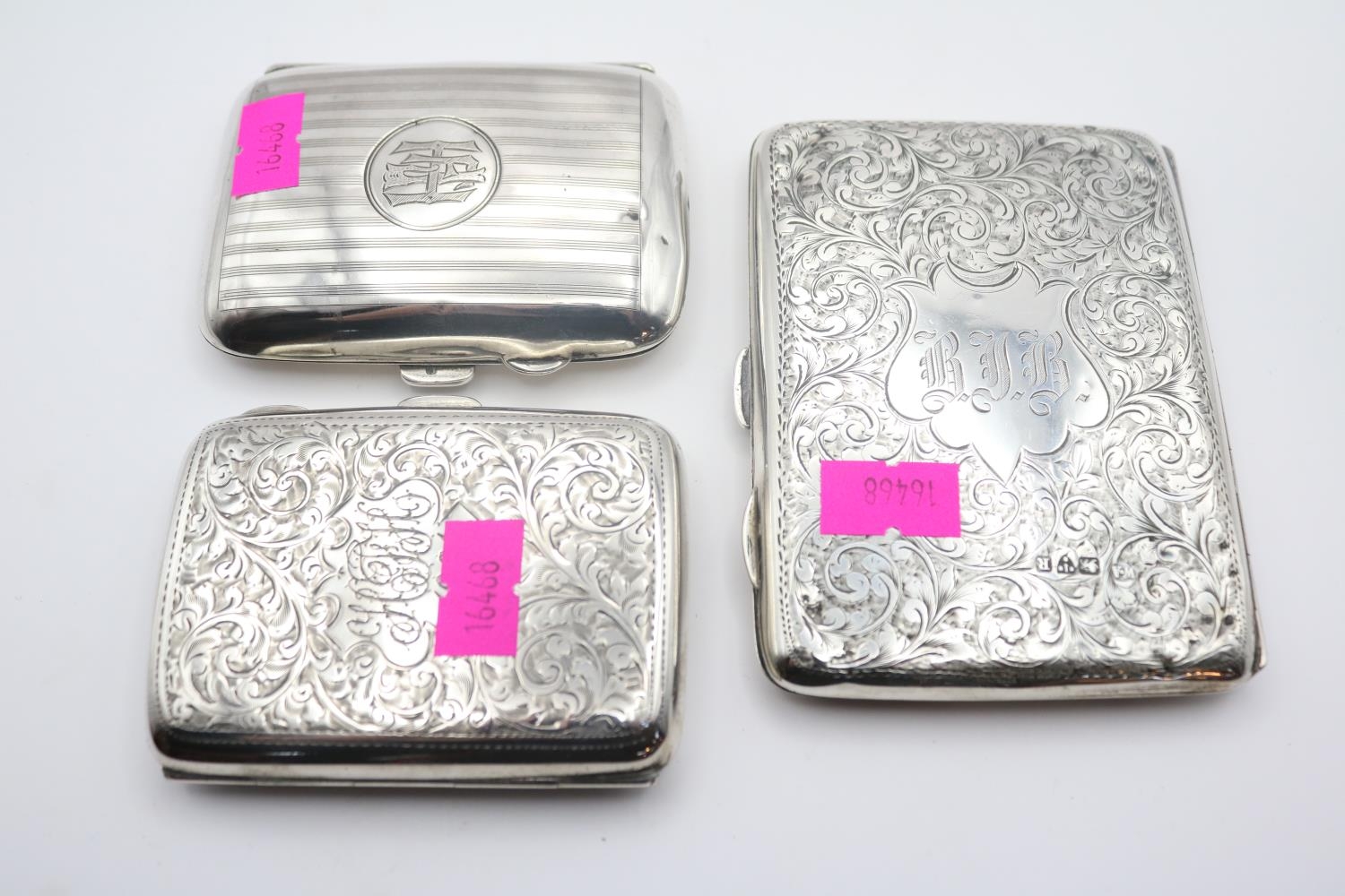 Chester Silver Travelling card and writing case and 2 Silver Cigarette cases 236g total weight