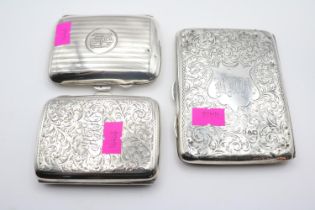 Chester Silver Travelling card and writing case and 2 Silver Cigarette cases 236g total weight