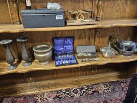 Collection of assorted Silver plated wares and a set of Dominoes