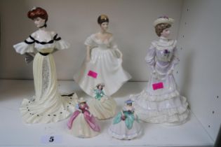Collection of Royal Doulton & Coalport ladies to include Alexandra at the Ball, Louisa at Ascot,