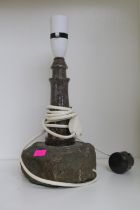 Cornish Serpentine lamp in the form of lands end light house