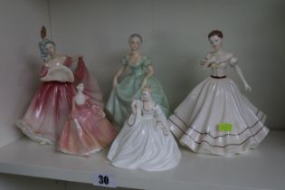 Collection of five Royal Doulton & Coalport ladies to include Henrietta, Elaine & Geraldine