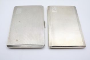 2 Mid 20thC Silver machined Cigarette cases with gilded interior 395g total weight