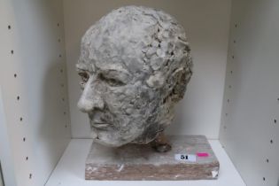 Large textured sculpted clay model bust depicting an older gentleman by a well trained hand. 32cm