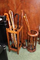 Collection of assorted Walking sticks and 2 stick stands