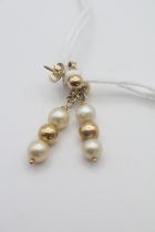 Pair of 9ct Gold Pearl set drop earrings