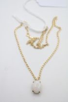 Ladies 9ct Gold mounted Oval Opal on 9ct Gold chain 3.97g total weight