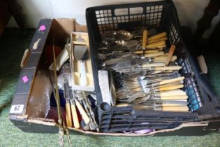 Box of assorted 19thC and later Silver plated Flatware and bygones to include Lincoln Imp toasting