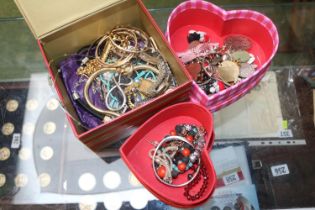 2 Boxes of assorted Jewellery inc. Bangles, Bracelets, Poljot wristwatch, Timex etc