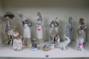 Collection of eleven Lladro ceramic figures