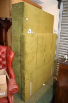 Green Suede Double Headboard and divan base