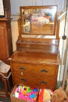 Oak 1930s Dressing table with 2 drawers and metal drop handles