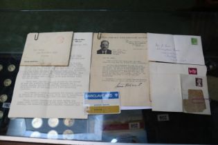 Collection of Interesting Ephemera inc. Letter Headed letter from 10 Downing Street dated 1959,